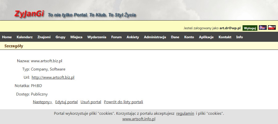 szczegóły portalu